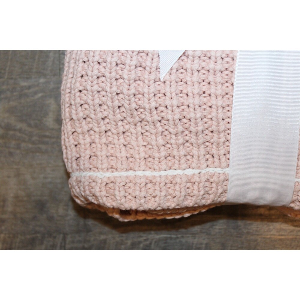 UGG HOME WAFFLE KNIT SWEATER THROW BLANKET PINK 50 X 70 NEW - Picture 3 of 4
